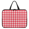 Raspberry Red And White Gingham Print Laptop Sleeve With Handle