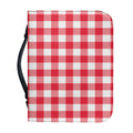 Raspberry Red And White Gingham Print Leather Bible Cover