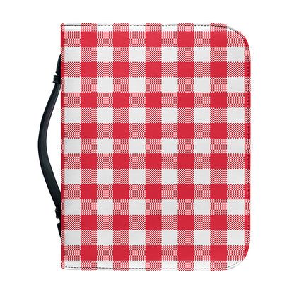 Raspberry Red And White Gingham Print Leather Bible Cover