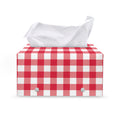 Raspberry Red And White Gingham Print Leather Tissue Box Cover