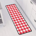 Raspberry Red And White Gingham Print Long Kitchen Mat
