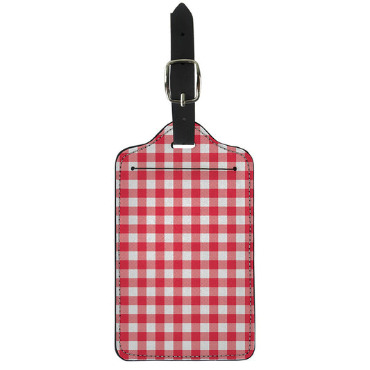 Raspberry Red And White Gingham Print Luggage Tag