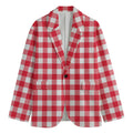 Raspberry Red And White Gingham Print Men's Blazer