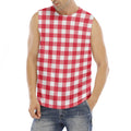 Raspberry Red And White Gingham Print Men's Fitness Tank Top