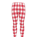 Raspberry Red And White Gingham Print Men's Leggings