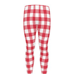 Raspberry Red And White Gingham Print Men's leggings