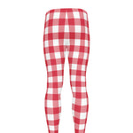 Raspberry Red And White Gingham Print Men's leggings