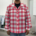 Raspberry Red And White Gingham Print Men's Shirt Jacket
