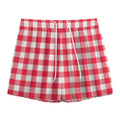 Raspberry Red And White Gingham Print Mesh Shorts