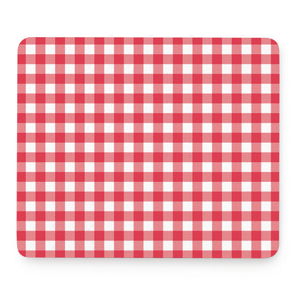 Raspberry Red And White Gingham Print Mouse Pad
