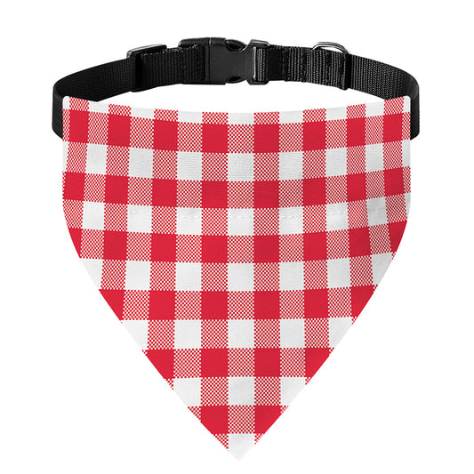 Raspberry Red And White Gingham Print Over The Collar Dog Bandana