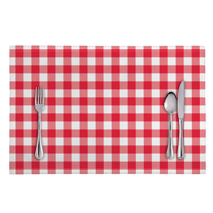 Raspberry Red And White Gingham Print Placemat