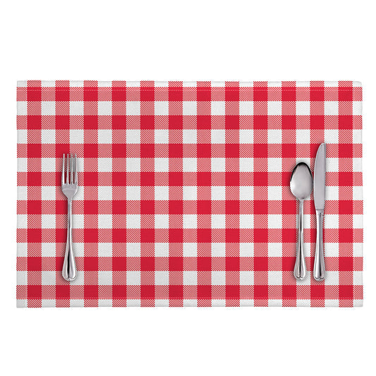 Raspberry Red And White Gingham Print Placemat