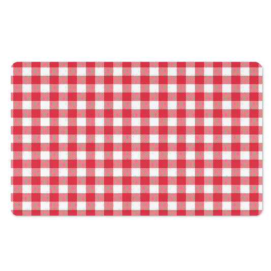 Raspberry Red And White Gingham Print Polyester Doormat