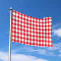 Raspberry Red And White Gingham Print Polyester Flag