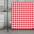 Raspberry Red And White Gingham Print Polyester Shower Curtain