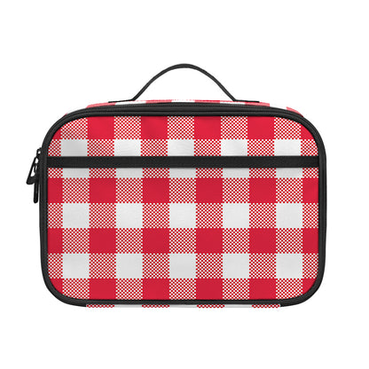 Raspberry Red And White Gingham Print Portable Lunch Bag