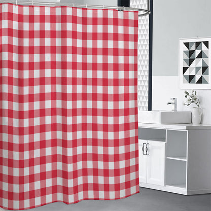 Raspberry Red And White Gingham Print Premium Shower Curtain