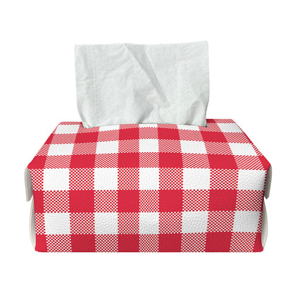 Raspberry Red And White Gingham Print Rectangle Tissue Box Cover