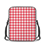 Raspberry Red And White Gingham Print Rectangular Crossbody Bag