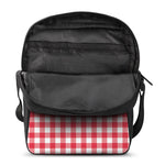 Raspberry Red And White Gingham Print Rectangular Crossbody Bag