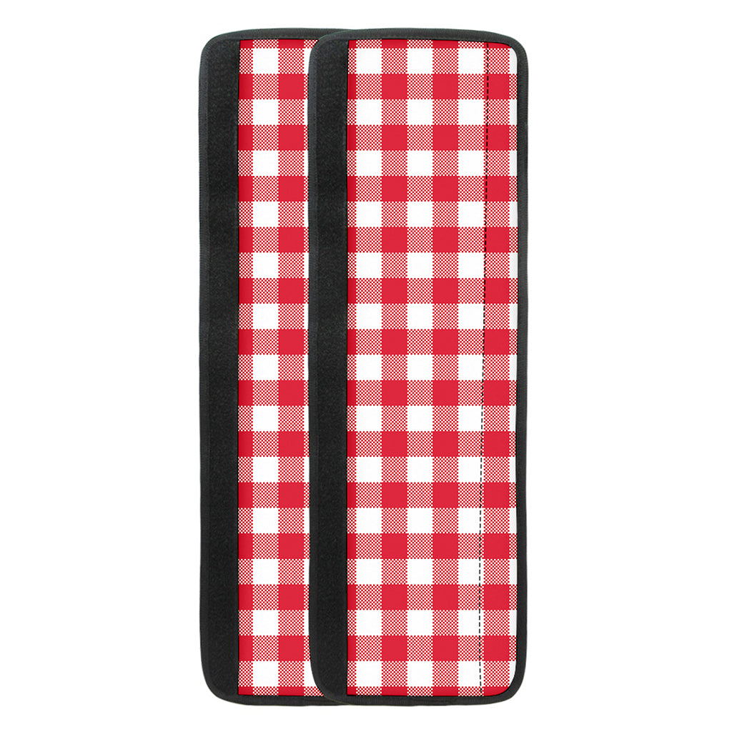 Raspberry Red And White Gingham Print Refrigerator Handle Covers