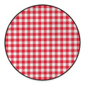 Raspberry Red And White Gingham Print Round Floor Mat