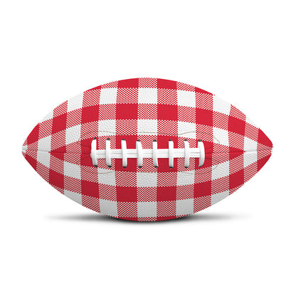 Raspberry Red And White Gingham Print Rugby Ball