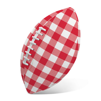 Raspberry Red And White Gingham Print Rugby Ball