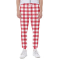Raspberry Red And White Gingham Print Joggers