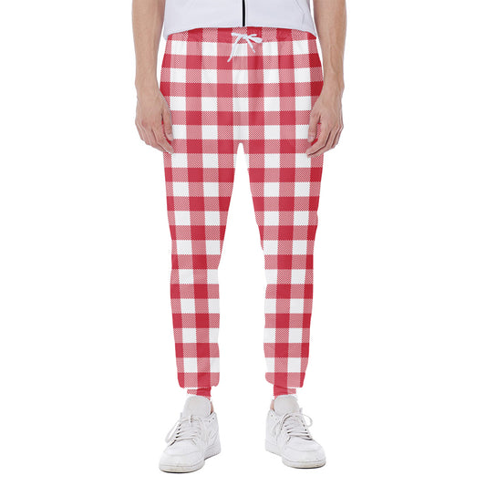 Raspberry Red And White Gingham Print Scuba Joggers
