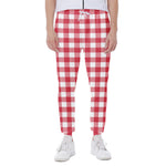 Raspberry Red And White Gingham Print Scuba Joggers