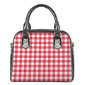 Raspberry Red And White Gingham Print Shoulder Handbag