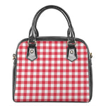 Raspberry Red And White Gingham Print Shoulder Handbag