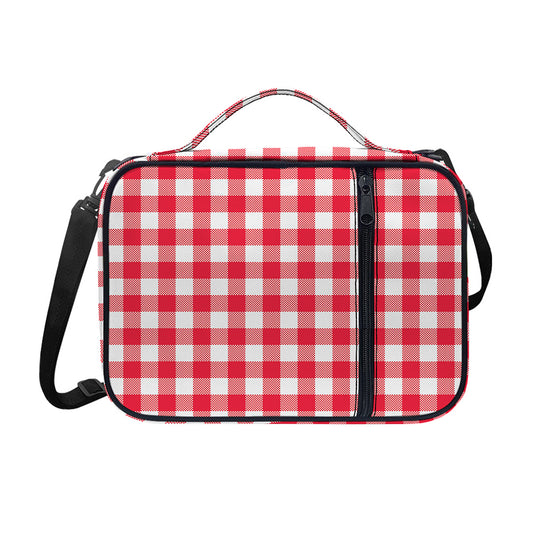 Raspberry Red And White Gingham Print Shoulder Strap Bible Bag