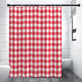 Raspberry Red And White Gingham Print Shower Curtain