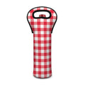 Raspberry Red And White Gingham Print Single Neoprene Wine Tote