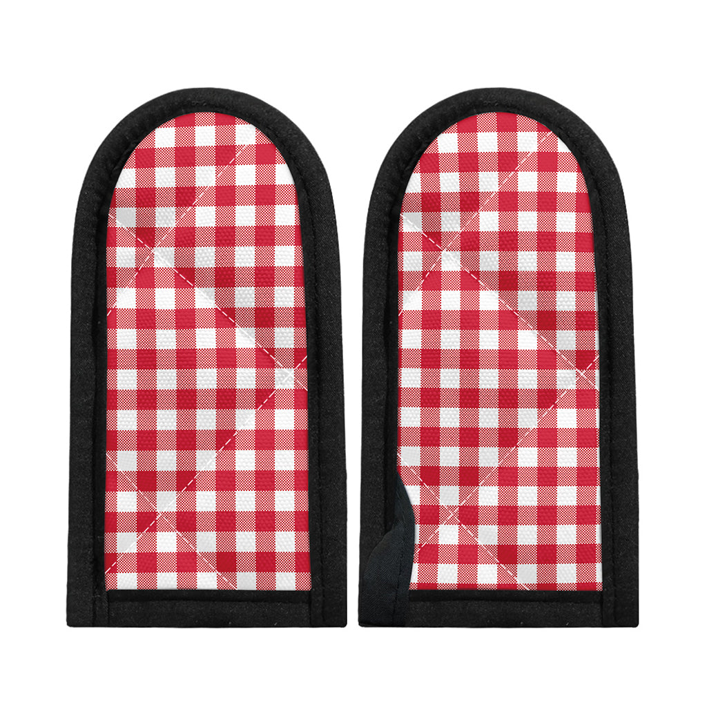 Raspberry Red And White Gingham Print Skillet Handle Cover