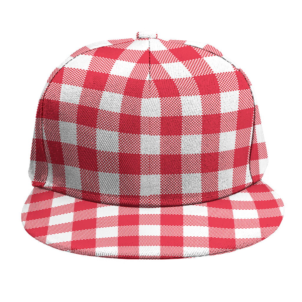 Raspberry Red And White Gingham Print Snapback Cap