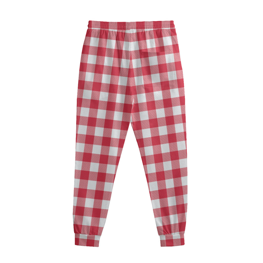 Raspberry Red And White Gingham Print Sweatpants