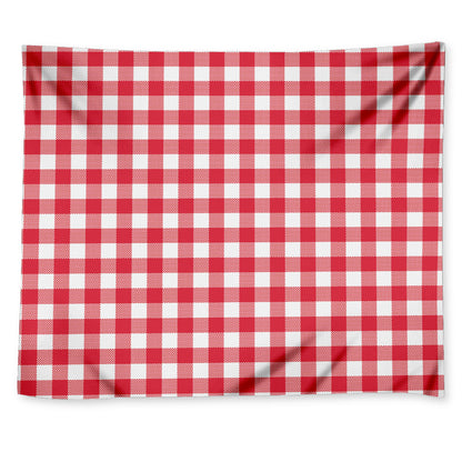 Raspberry Red And White Gingham Print Tapestry