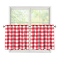 Raspberry Red And White Gingham Print Tier Curtains