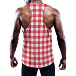 Raspberry Red And White Gingham Print Training Tank Top