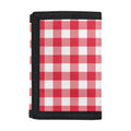 Raspberry Red And White Gingham Print Trifold Wallet