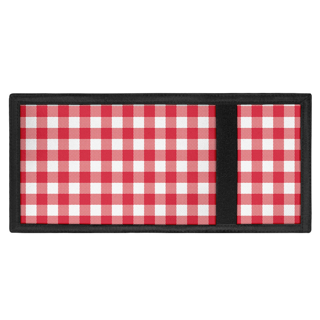 Raspberry Red And White Gingham Print Trifold Wallet