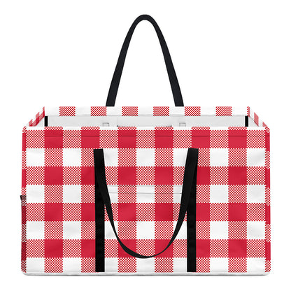 Raspberry Red And White Gingham Print Utility Tote Bag