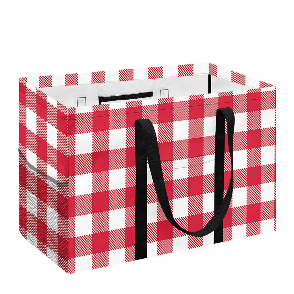 Raspberry Red And White Gingham Print Utility Tote Bag