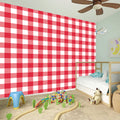 Raspberry Red And White Gingham Print Wall Sticker