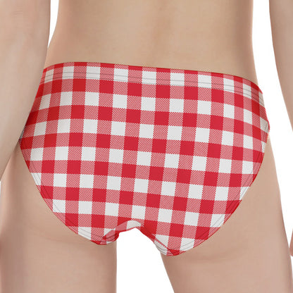 Raspberry Red And White Gingham Print Women's Panties