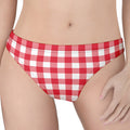 Raspberry Red And White Gingham Print Women's Thong